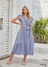 Vestido midi bohemio de encaje con escote en V y mangas voladoras Mia